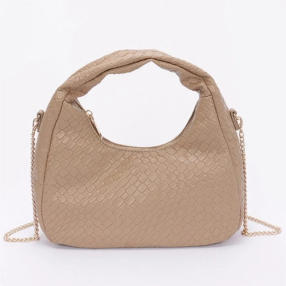 Embossed Faux Leather Hobo Bag